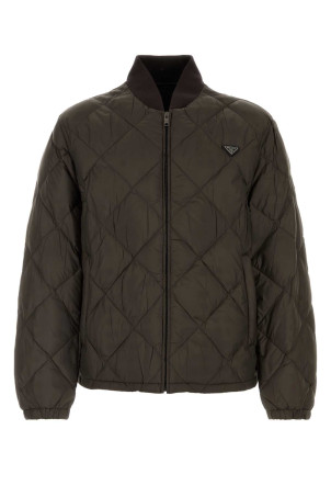 Olive green polyester down jacket PRADA (SGD257SOOO17YX)