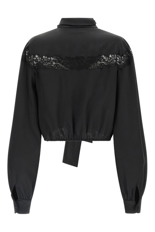Lace silk shirt Black