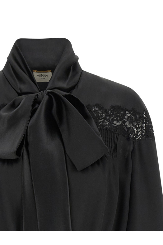 Lace silk shirt Black
