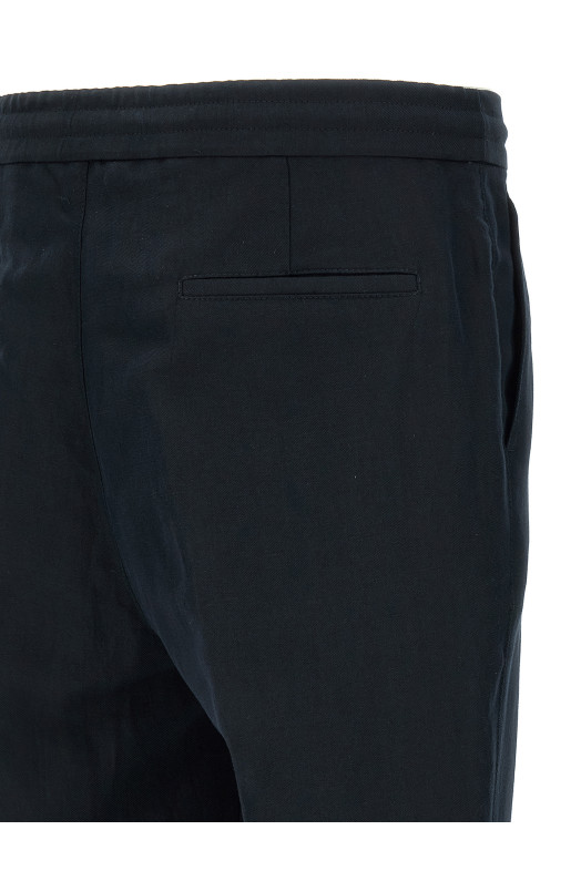 Льняные брюки синего цвета BRUNELLO CUCINELLI MH255E1710C2485