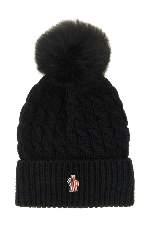 Шерстяная шапка с помпоном, чёрная MONCLER GRENOBLE L20983B000010402A999