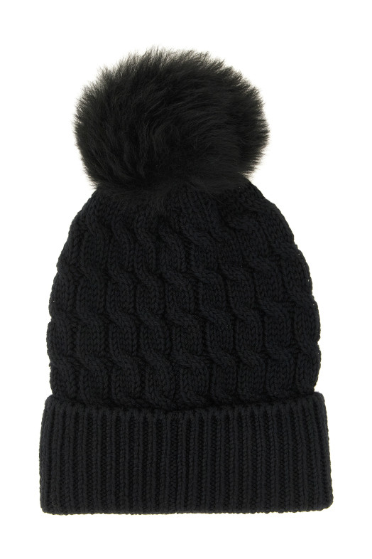 Шерстяная шапка с помпоном, чёрная MONCLER GRENOBLE L20983B000010402A999