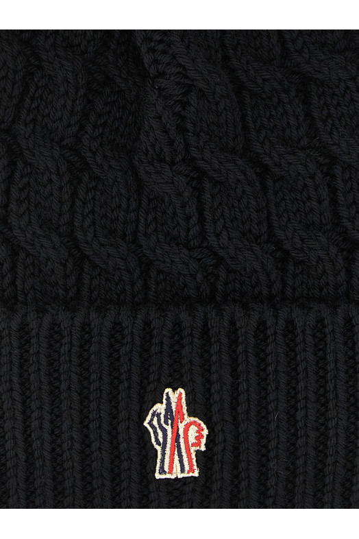 Шерстяная шапка с помпоном, чёрная MONCLER GRENOBLE L20983B000010402A999