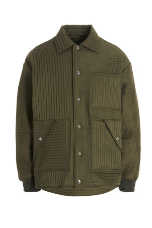 'Chore Quilted Stripes' down jacket Green