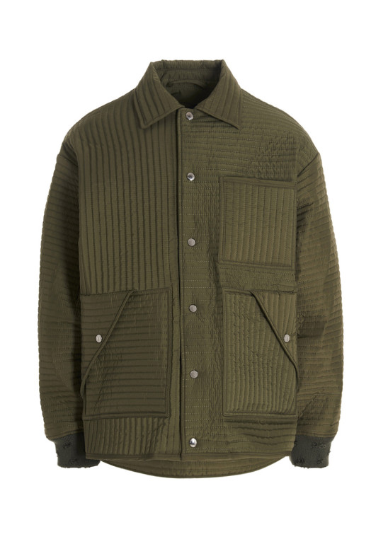 Пуховик «Chore Quilted Stripes» зелёного цвета ESM053NYQSOA101