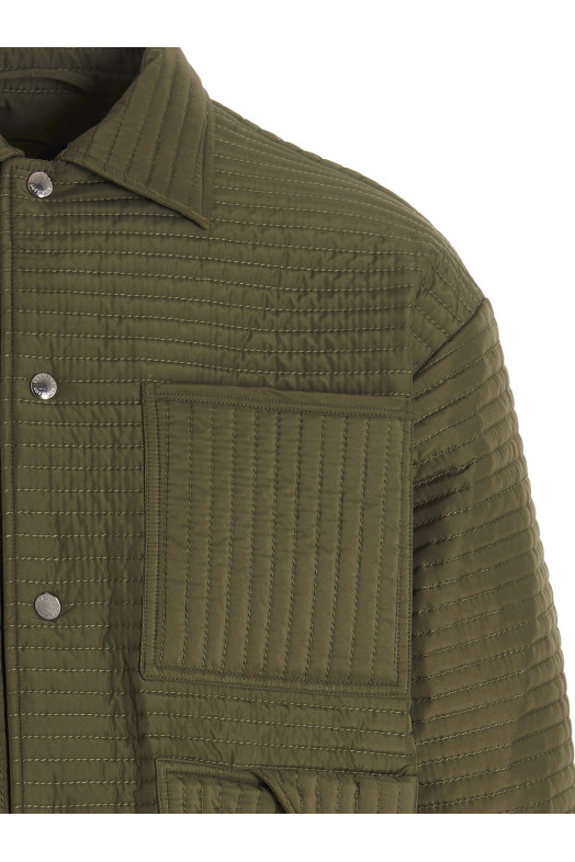 Пуховик «Chore Quilted Stripes» зелёного цвета ESM053NYQSOA101