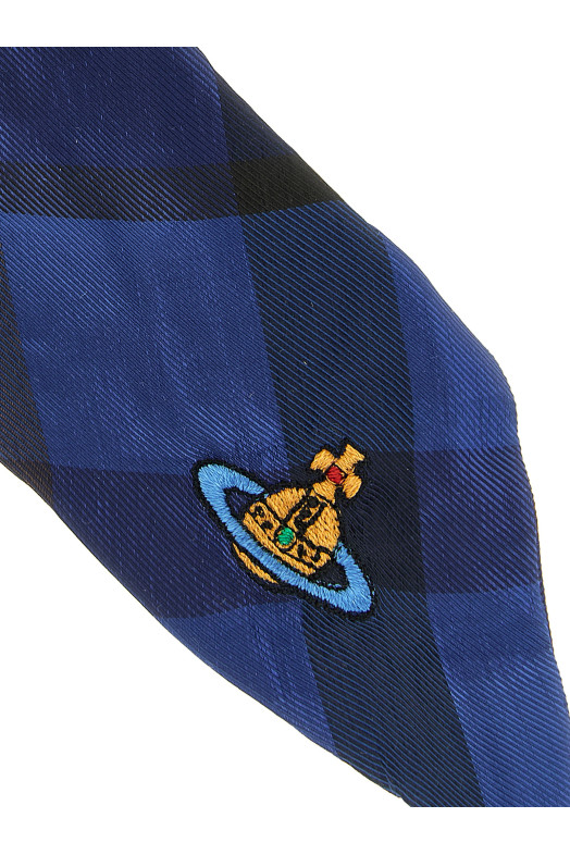 'Fraser' large tartan hair elastic Blue