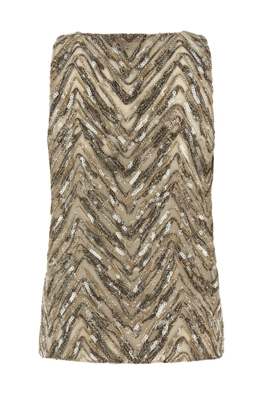 'Dazzling Chevron Embroidery' top Beige