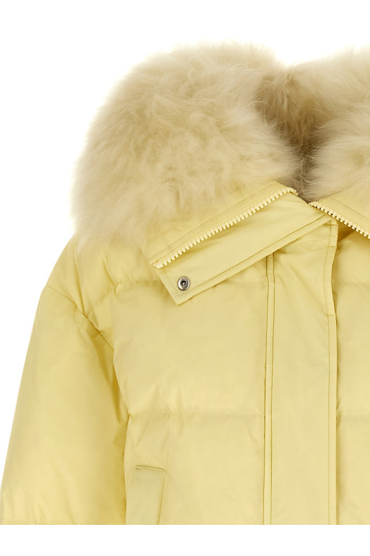 Fur insert down jacket Yellow