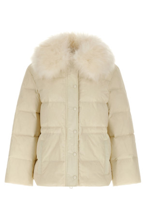 Fur insert down jacket White
