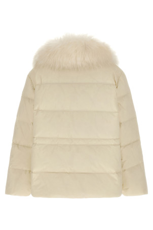 Fur insert down jacket White