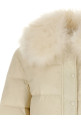 Fur insert down jacket White