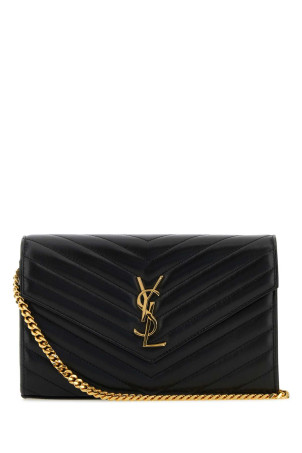 Black leather Cassandre clutch Black SAINT LAURENT (377828AAA44)