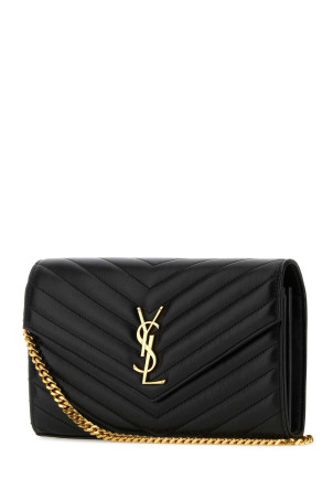 Black leather Cassandre clutch Black SAINT LAURENT (377828AAA44)