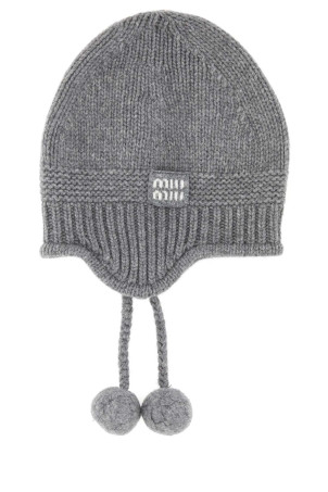 Grey wool blend beanie hat MIU MIU (5HC3242F8S)