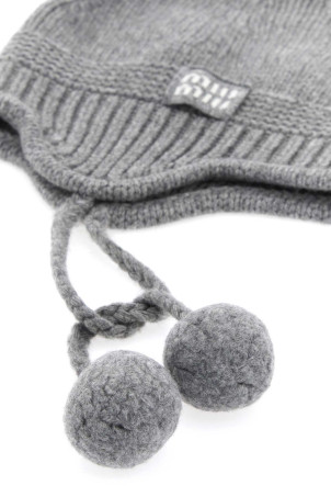 Grey wool blend beanie hat MIU MIU (5HC3242F8S)