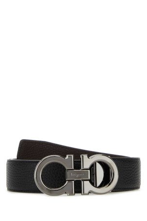 Black leather reversible belt Blue SALVATORE FERRAGAMO (679710689134)