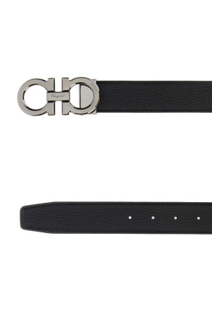 Black leather reversible belt Blue SALVATORE FERRAGAMO (679710689134)