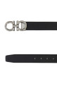 Чорний шкіряний двосторонній ремінь синього кольору SALVATORE FERRAGAMO (679710689134)