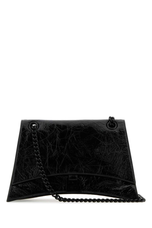 Black leather medium Crush shoulder bag Black BALENCIAGA (7856022AA6G)