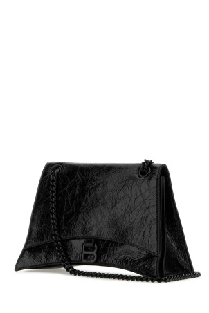 Black leather medium Crush shoulder bag Black BALENCIAGA (7856022AA6G)