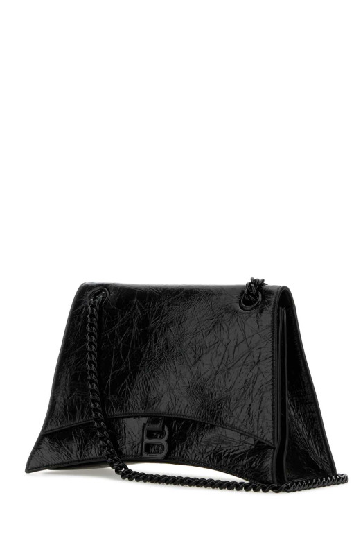 Black leather medium Crush shoulder bag Black BALENCIAGA (7856022AA6G)