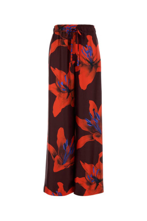 Брюки из атласа с широкими брючинами и принтом ALEXANDER MCQUEEN (819000QCALY)
