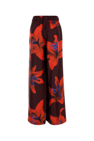 Брюки из атласа с широкими брючинами и принтом ALEXANDER MCQUEEN (819000QCALY)
