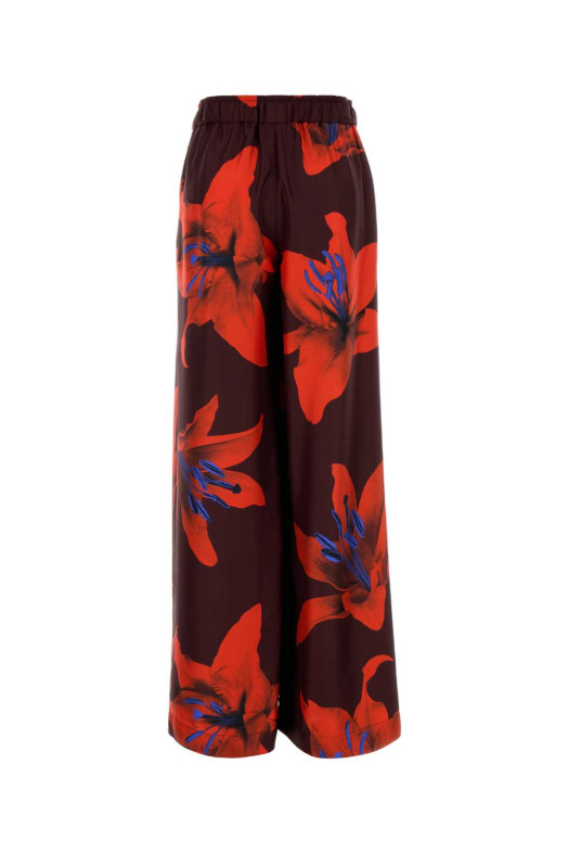 Брюки из атласа с широкими брючинами и принтом ALEXANDER MCQUEEN (819000QCALY)
