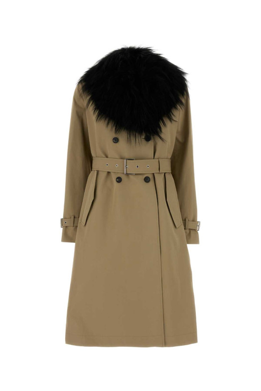 Бежевый хлопковый тренч коричневого цвета FENDI (FF6202AMVN)