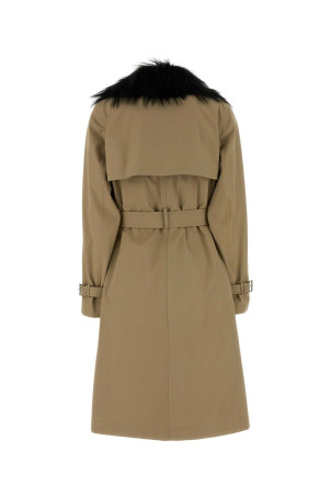 Beige cotton trench coat Brown FENDI (FF6202AMVN)