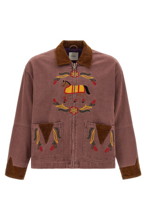 Canvas jacket with embroideries Pink