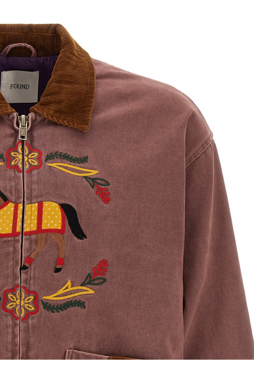 Canvas jacket with embroideries Pink