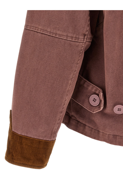 Canvas jacket with embroideries Pink