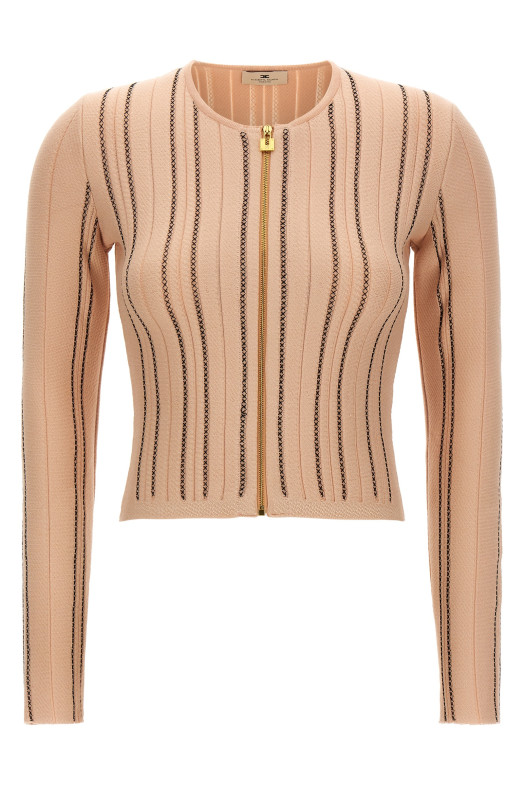 Cropped knit cardigan Pink