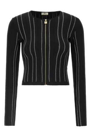 Cropped knit cardigan Black