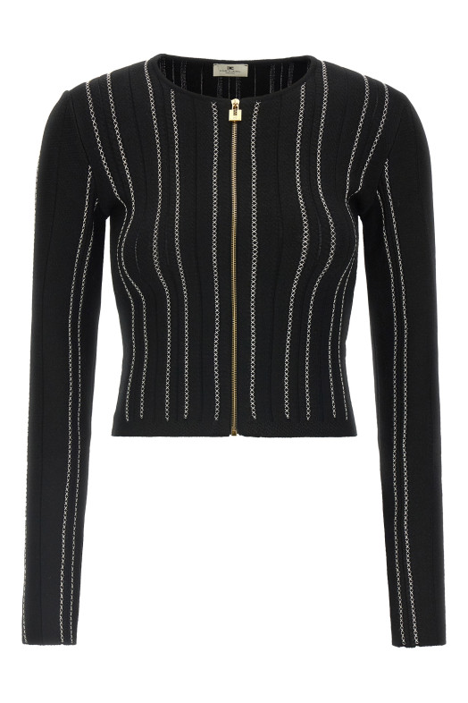 Cropped knit cardigan Black