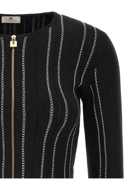 Cropped knit cardigan Black