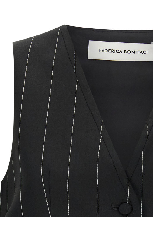 Короткий жилет у смужку, чорний VEST001GESSATO