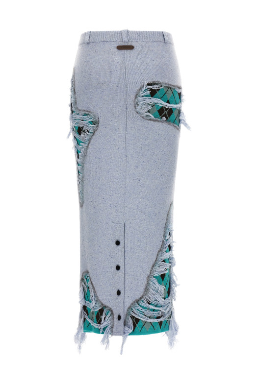 'Deconstructed Argyle' skirt BLUE