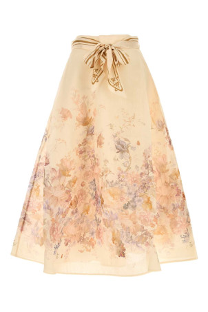 Printed linen blend Ascent skirt ZIMMERMANN (0267SF262)