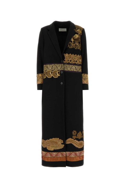 Black cotton Ricky coat DRIES VAN NOTEN (2620102264444)