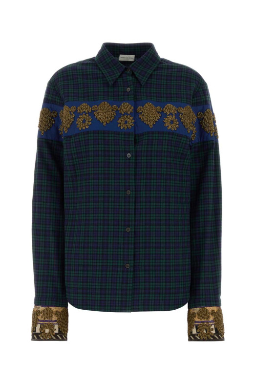 Embroidered flannel Chloris shirt Red DRIES VAN NOTEN (2620107424315)