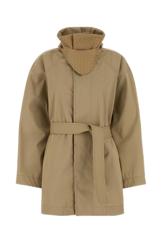 Бежевый хлопковый тренч BOTTEGA VENETA (A004RUV6KO0)