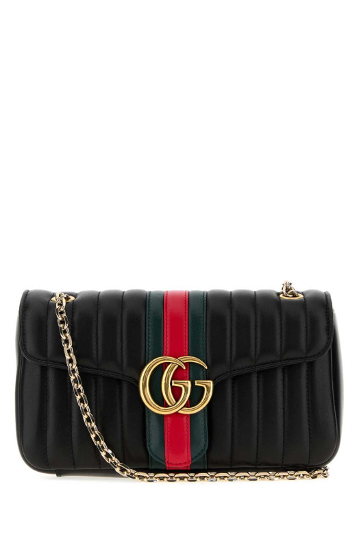 Средняя сумка через плечо Jetset GG Marmont из чёрной кожи наппа от GUCCI (A005XWAAG8N)