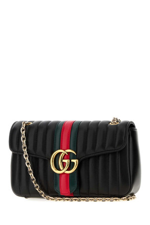 Black nappa leather medium Jetset GG Marmont crossbody bag GUCCI (A005XWAAG8N)