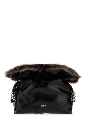 Black leather Flamenco clutch Black LOEWE (A411FLCX02)