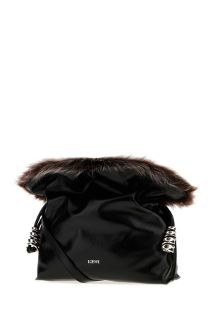 Black leather Flamenco clutch Black LOEWE (A411FLCX02)