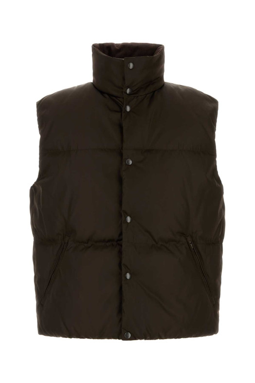 Dark brown Re-Nylon down jacket PRADA (SGD234SOOO1WQ8)