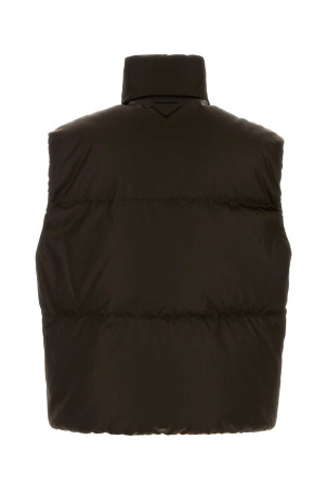 Dark brown Re-Nylon down jacket PRADA (SGD234SOOO1WQ8)